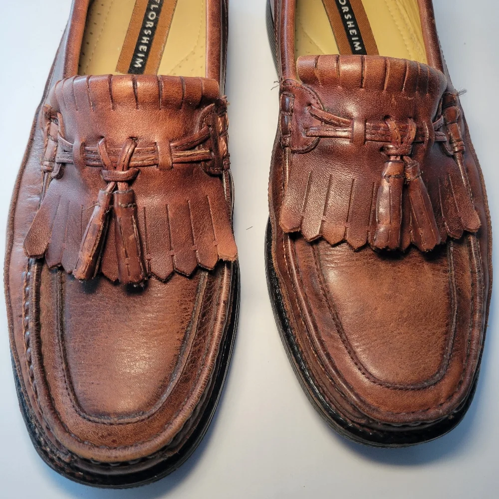 FLORSHEIM Men's 9D Brown Leather Moc Toe Tassel Kiltie Loafers‎ 18170 Brazil